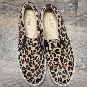 Clarks Animal Print‎ Slip-On Sneakers faux Calfhair Classic Global Woman's 8.5